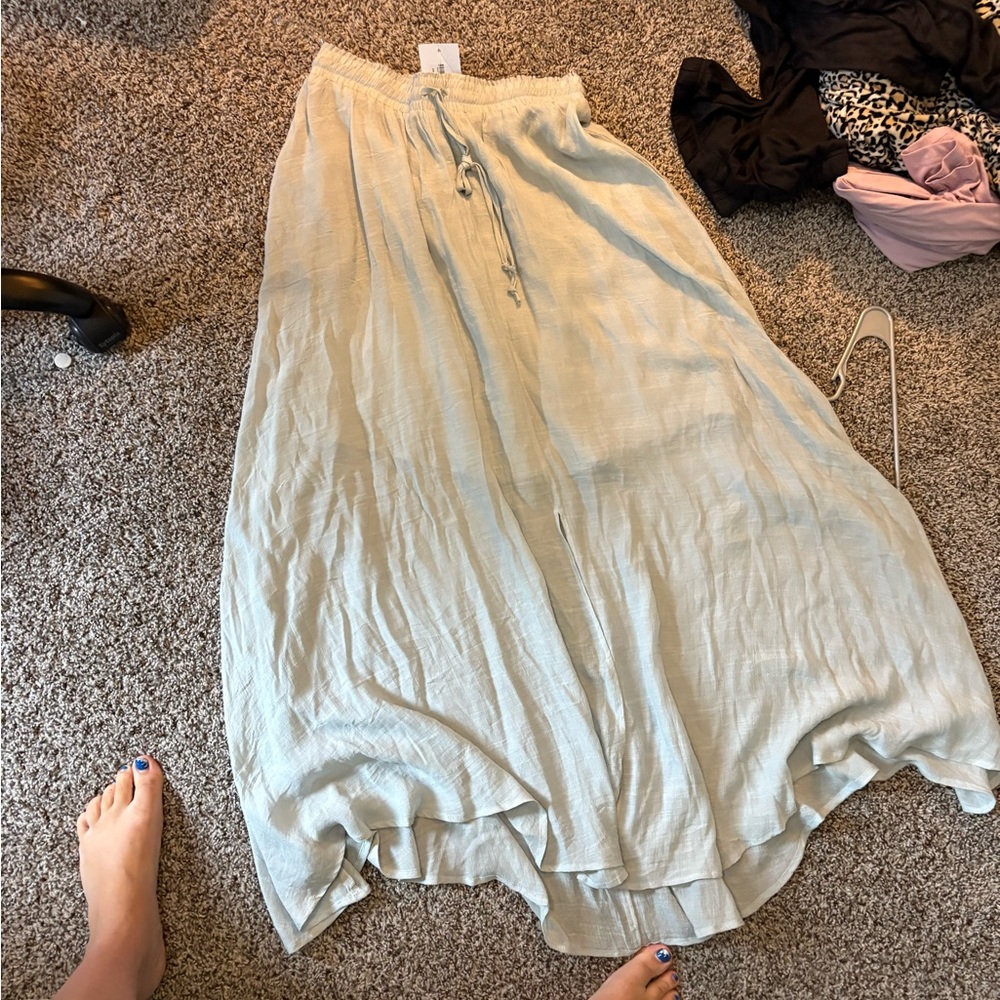 Chic Light Blue Maxi Skirt